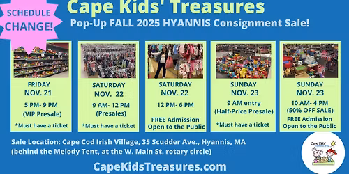 Cape Kids' Treasures Fall 2025 Hyannis Sale Event
