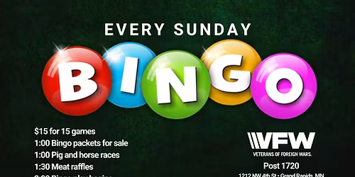 Bingo Every Sunday at VFW 1720