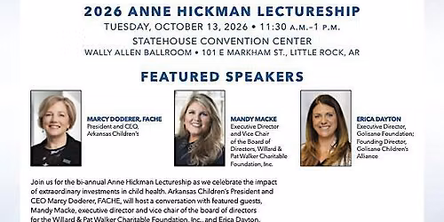 Anne Hickman Lectureship: High Stakes, High Impact:Extraordinary Investment