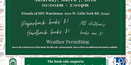 Friends of HPL March Book Sale