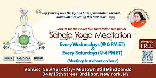 Free one-hour meditation classes for self-discovery and inner peace - NYC