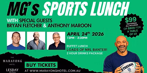 MG\u2019S SPORTS LUNCH - Mark Geyer with Bryan Fletcher & Anthony Maroon