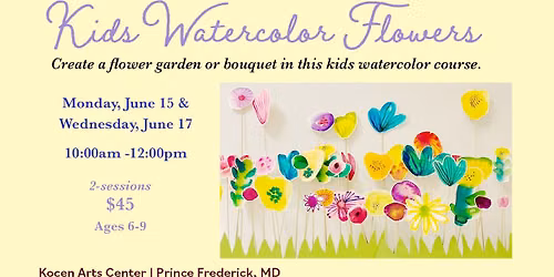 Kids Watercolor Flowers - Kocen Arts Summer Youth Program
