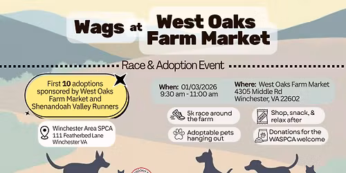 SVR Winter Series Wags at West Oaks 5K and Brunch! Race and SPCA Adoption Event