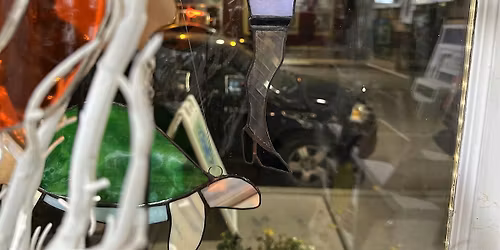 Stained Glass Holiday class-leg lamp, cardinals , penguin, and more