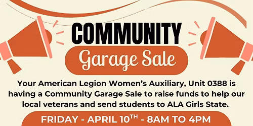 American Legion Chris Kyle Women's Auxiliary, Unit 388 Community Garage Sale