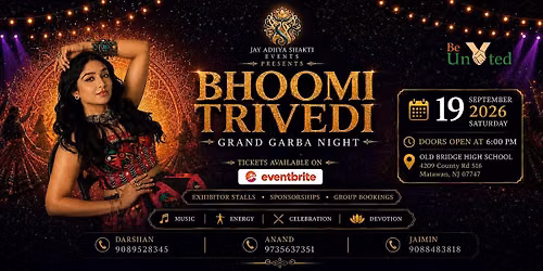 BHOOMI TRIVEDI Garba | Sat Sept 19, 2026 | NJ
