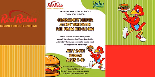 Community Helper Story Time with Red from Red Robin