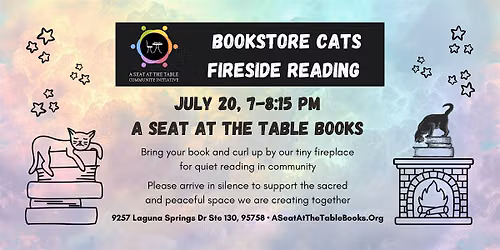 Bookstore Cat Fireside Reading