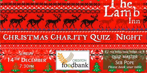Lamb Inn Charity QUIZ NIGHT - Crediton Food Bank