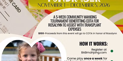 Mahjong tournament supporting COTA for Rosalynn \u2764\ufe0f