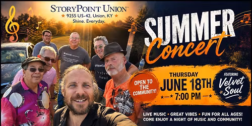 Velvet Soul will rock with StoryPoint-Union Thursday June 18th, 7pm!