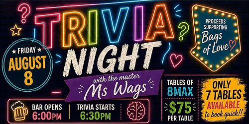 Trivia night supporting Bags of Love