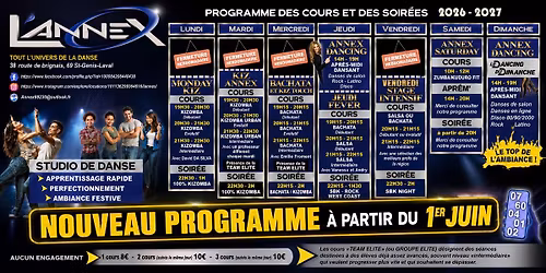 \ud83d\udd37NOUVEAU PROGRAMME A PARTIR DU 1 JUIN\ud83d\udd37ANNEX\ud83d\udd37COURS\ud83d\udd37SOIR\u00c9E\ud83d\udd37