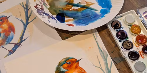 Watercolours \u2013 Step-by-step \u2013 Festive Robin