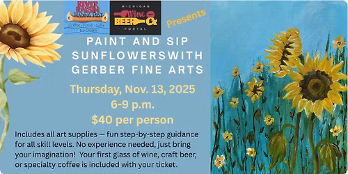 Sip and Paint with Gerber Fine Art! Thursday, November 13, 2025 