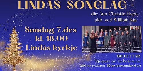 Julen er her. Julekonsert med Lind\u00e5s Songlag, i Lind\u00e5s kyrkje.