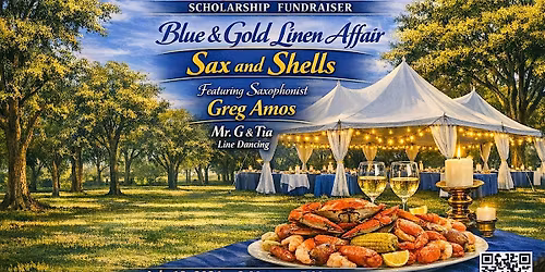 "Blue & Gold Linen Affair - Sax & Shells"
