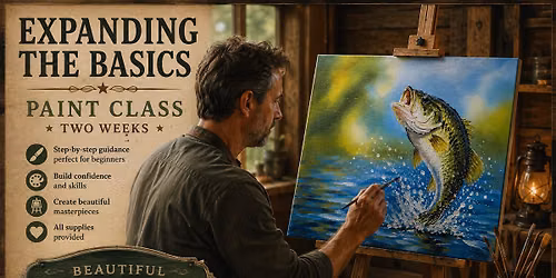 Two-Week Workshop Expanding the Basics Workshop - Acrylic Painting - Beautiful Bass Fish (Ages 14+)