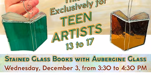 ATLAS Special : Stained Glass Book Ornaments with Aubergine Glass