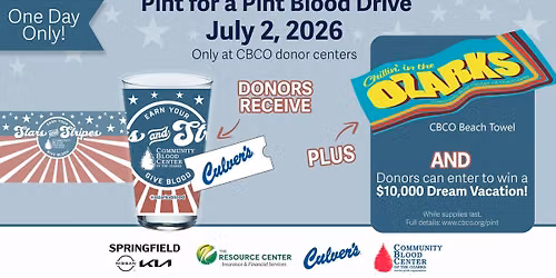 Pint for Pint Blood Drive: All CBCO Donor Centers