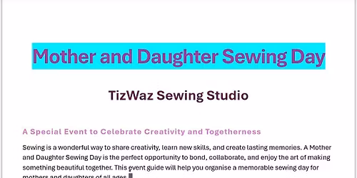 Mother and Daughter Sewing class