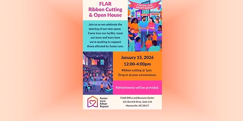 Foster, Love, Adopt, Repeat Ribbon Cutting Jan 15th Noon-4pm 131 Overhill Dr. #116 Mooresville