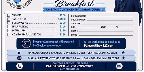 THE PASSAIC COUNTY CLC\u2019s WILLIAM MULLINS FUTURE LABOR LEADERS BREAKFAST