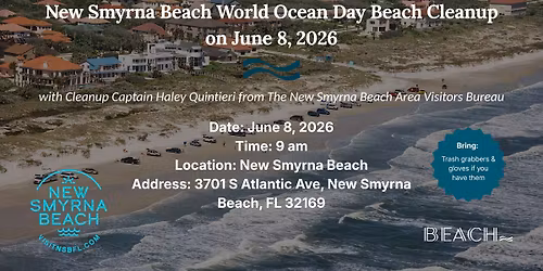 New Smyrna Beach World Ocean Day Cleanup on June 8, 2026