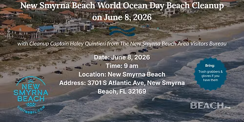 New Smyrna Beach World Ocean Day Cleanup on June 8, 2026