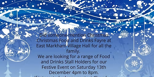 Christmas Food and Drinks Fayre for all the family. Further details to follow