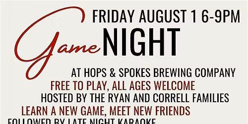 Game night at Hops & Spokes Brewing Company