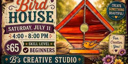 Stained Glass with Mary- BIRD HOUSE
