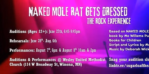 Auditions for Sugarloaf Community Theatre's Naked Mole Rat Gets Dressed The Rock Experience