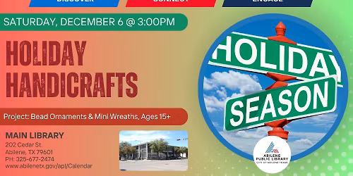 Holiday Handicraft: Bead Ornaments (Main Library)