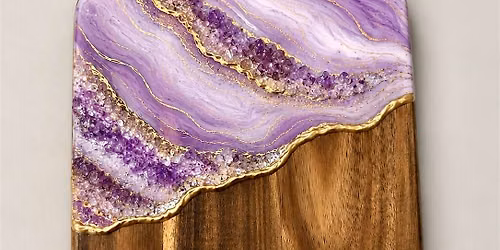 Create a gorgeous geode resin 16 inch acacia handle board