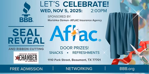 BBB Seal Reveal & GBCOC Ribbon Cutting: Marishka Ozmun- AFLAC Insurance Agency
