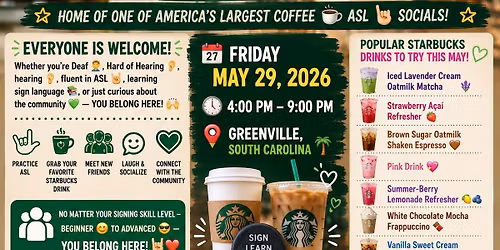 Signing Starbucks- Greenville, SC Night- Friday, May 29, 2026