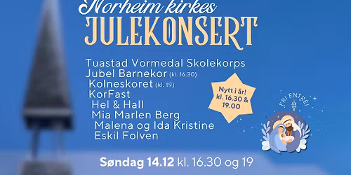 Norheim kirkes JULEKONSERTER 16.30 og 19.00