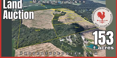 Land Auction \u2013 153\u00b1 (154.5 Surveyed)Acres  Offered in 6 Tracts - Monroe County Live & Online Auction