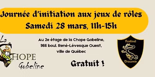 Journ\u00e9e d'initiation aux jeux de r\u00f4le Draconis - La Chope \u00e0 Gobeline
