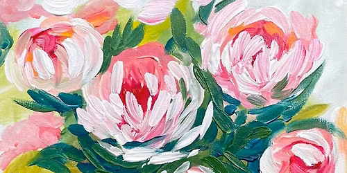 Paint and Wine Night in Wellington - Peony Bouquet