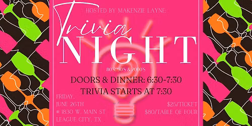 GIRLS NIGHT: Trivia @ The Boutique — 1830 W. Main St., League City, TX, United States, Texas 77573