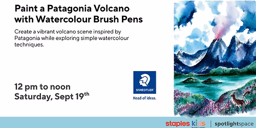 Paint a Patagonia Volcano with Watercolour Brush Pens at Staples Store 242
