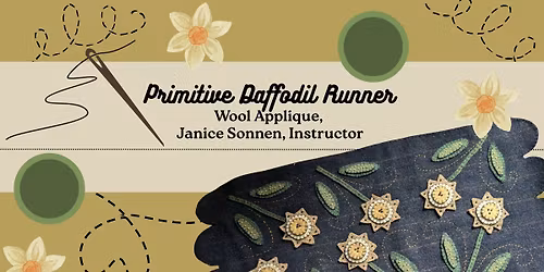 Wool Applique- "PRIMITIVE DAFFODIL RUNNER"
