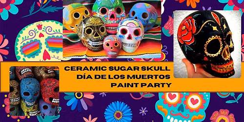 Ceramic Sugar Skull D\u00eda de los Muertos Paint Party
