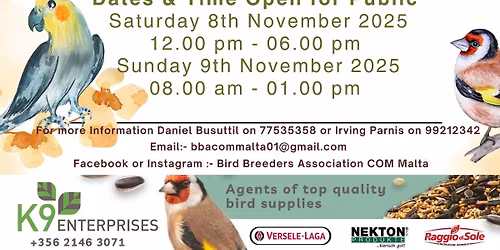 Bird Breeders Association C.O.M Malta, All type show