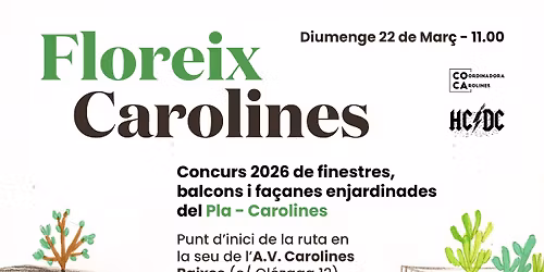 [FLOREIX CAROLINES 20026] 4º Concurso de ventanas, balcones y fachadas ajardinadas del barrio 