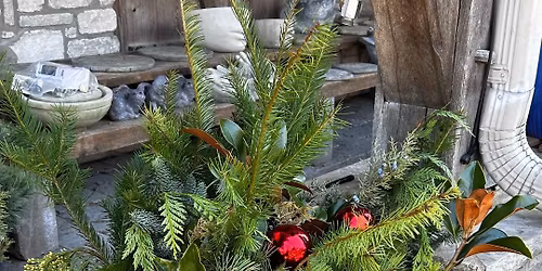 Holiday Porch Pot During Vintage Garden Christmas 