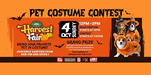 \ud83c\udf83\ud83d\udc3e Pet Costume Contest at Hunt Club Farm\u2019s Harvest Fair! \ud83d\udc36\ud83d\udc7b